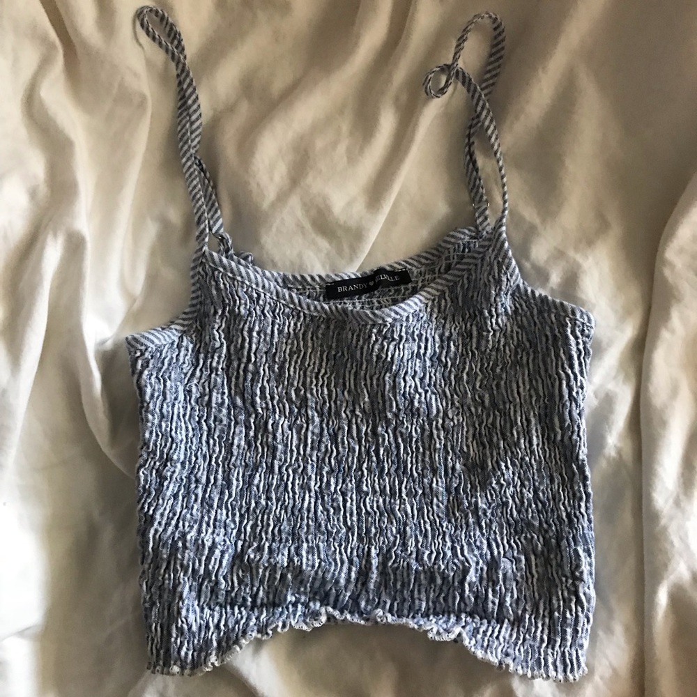 Brandy Melville blue and white striped top